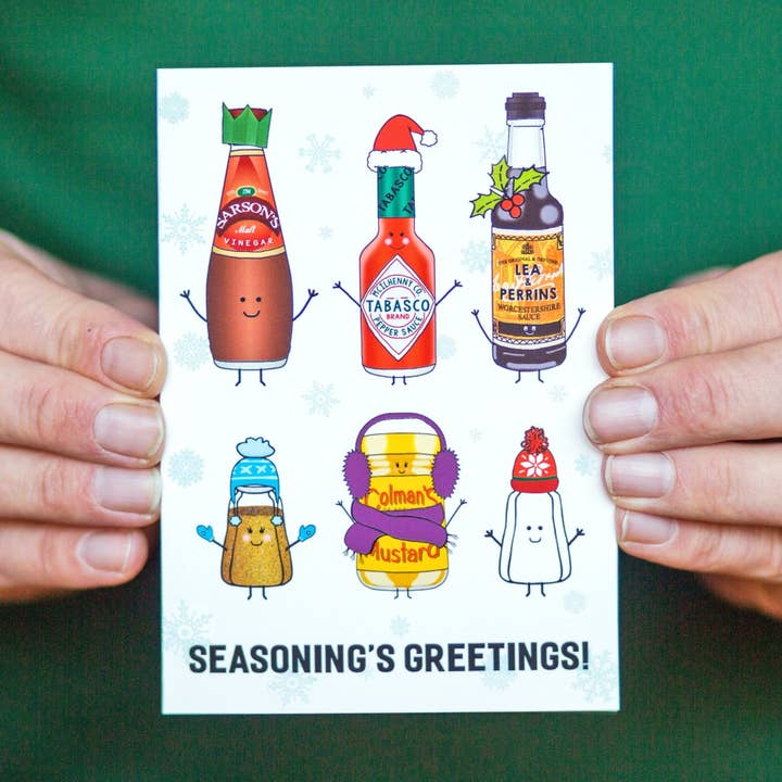 'Seasoning's Greetings' Funny Christmas Card for wholesale by Of Life & Lemons