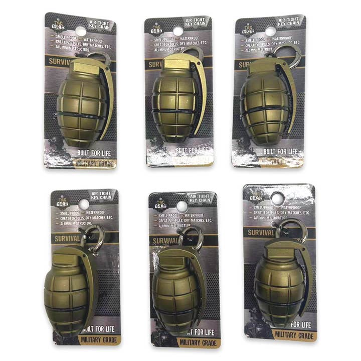 Tac Gear Grenade Style Storage Key Chain - 6/Pack for wholesale by Novelty Closeout