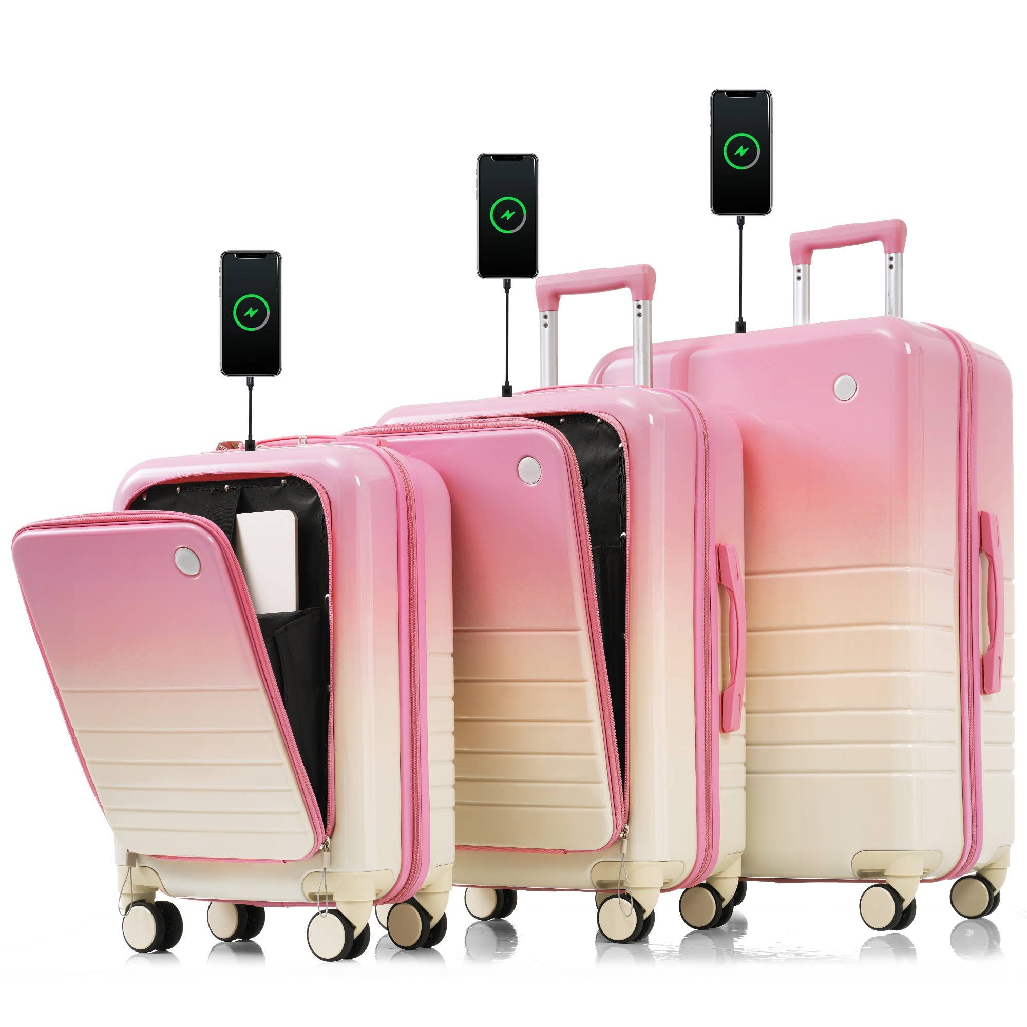 VTNG50 - Wholesale Luggage - Luggage Set of 3, 20, 24, 28inch with USB Port0