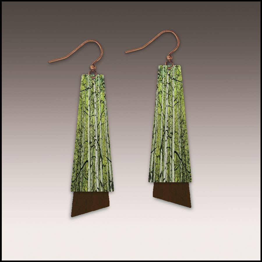 Illustrated Light & DC Designs - Wholesale Dangle Earrings - Aspen Grove Nature Photography Flutter Multilayer Earrings
