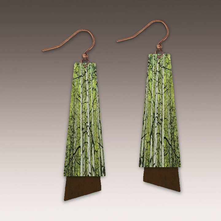 Illustrated Light & DC Designs - Wholesale Dangle Earrings - Aspen Grove Nature Photography Flutter Multilayer Earrings0
