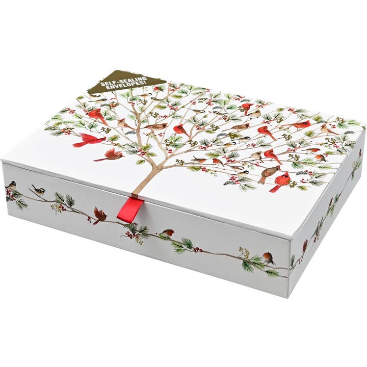 Peter Pauper Press - Wholesale Season's Greetings Card - A Merry Perch Deluxe Boxed Holiday Cards