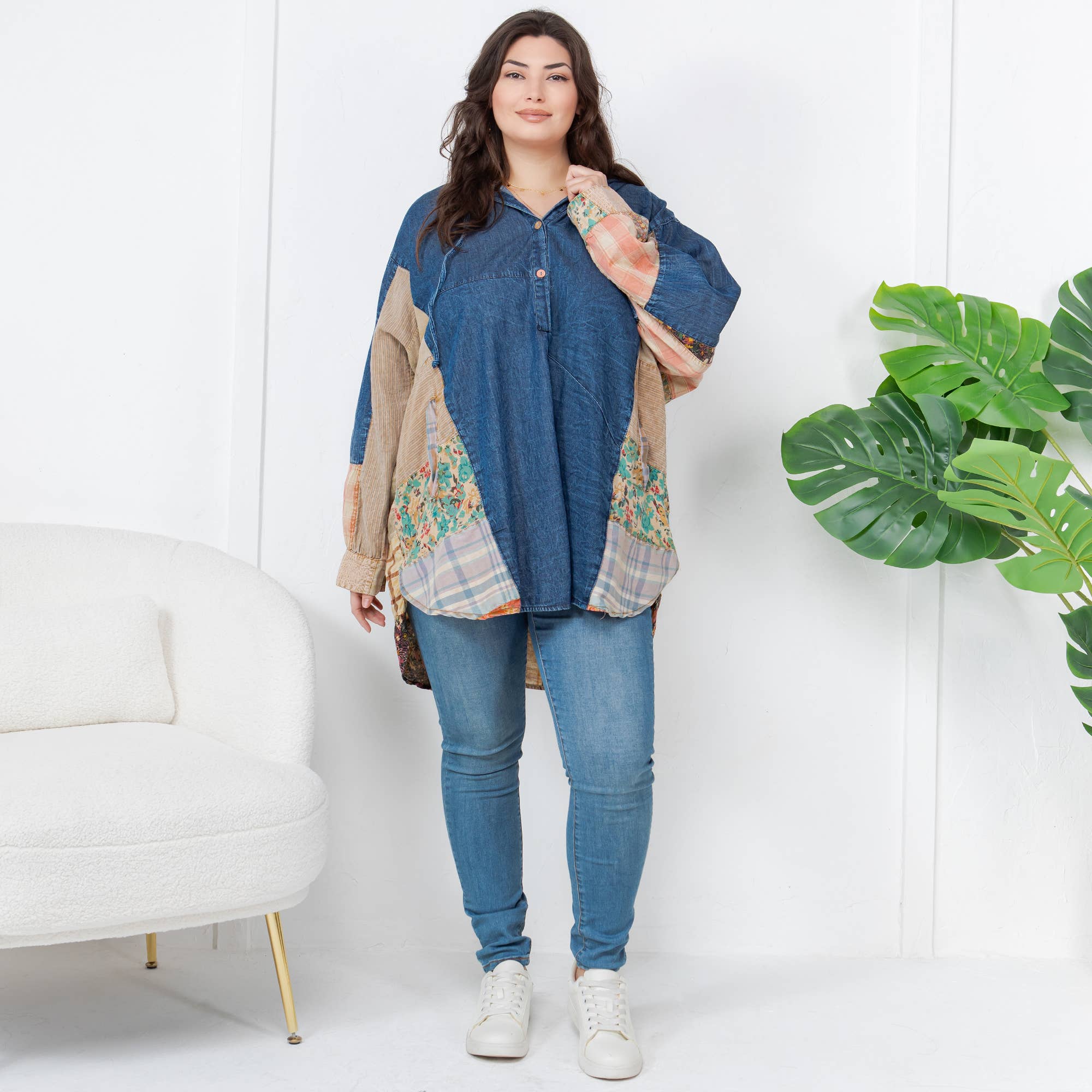 Young Threads - Wholesale Tunic - Women's - Western Boho Chic: Hooded High Low Patchwork Top10