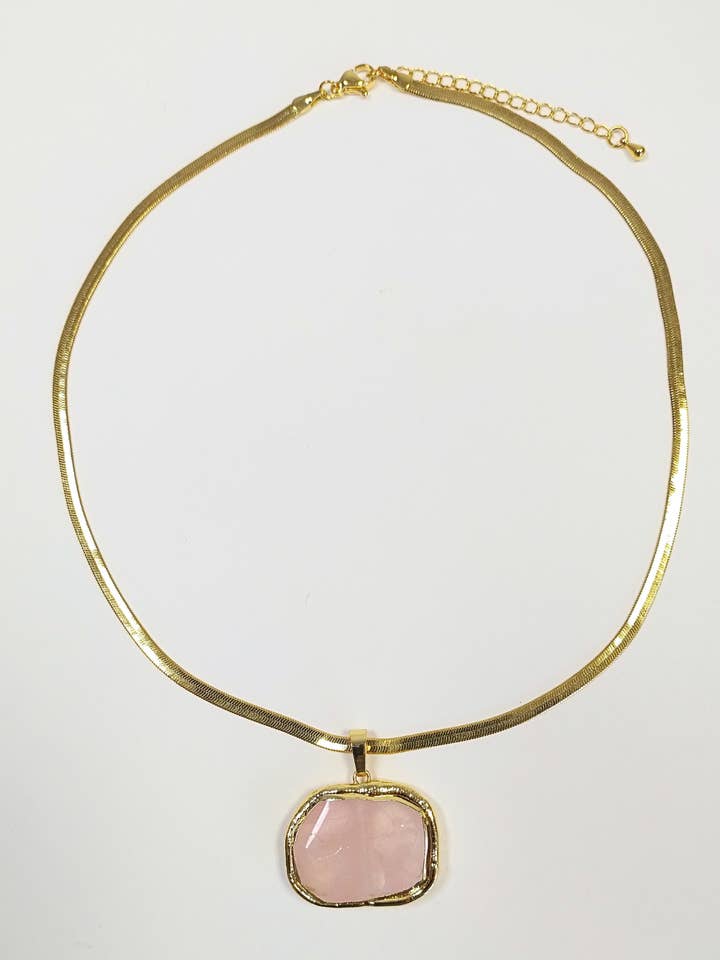 Miz Casa & Co Azurine Necklace Rose Quartz for wholesale by Izoa pty ltd
