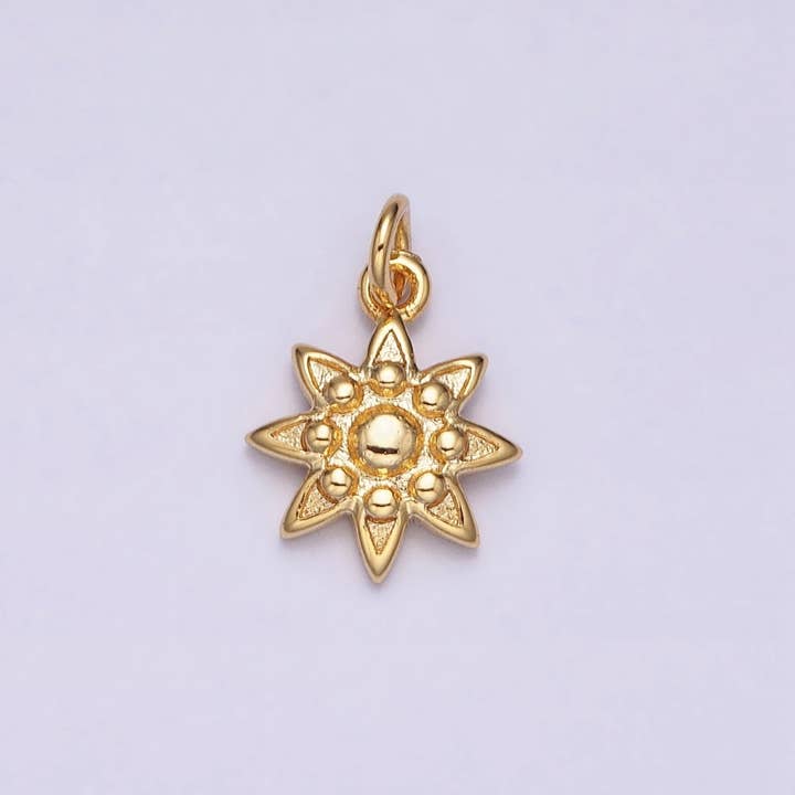 16K Gold Filled Mini Celestial Sun Beaded Add-On Charm | AC-1165 for wholesale by Aim Eternal