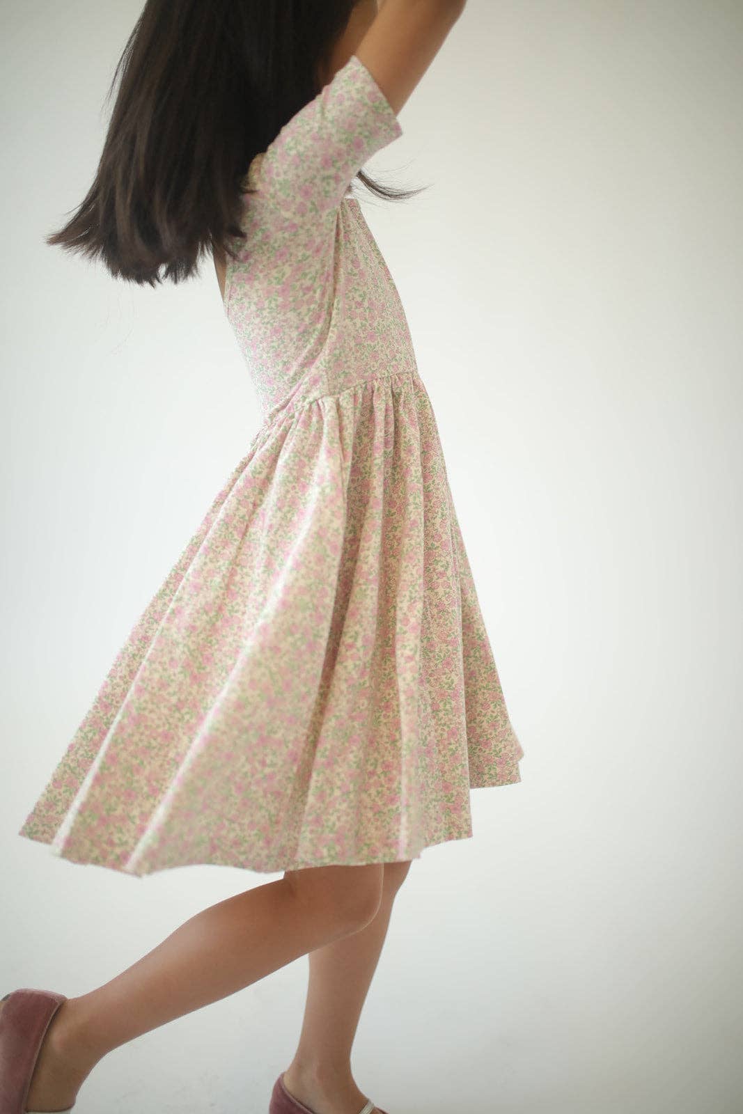 Good Apples Kids - Wholesale Dress - Kids - Short Sleeve Twirl Dress in Bella Pink Floral2