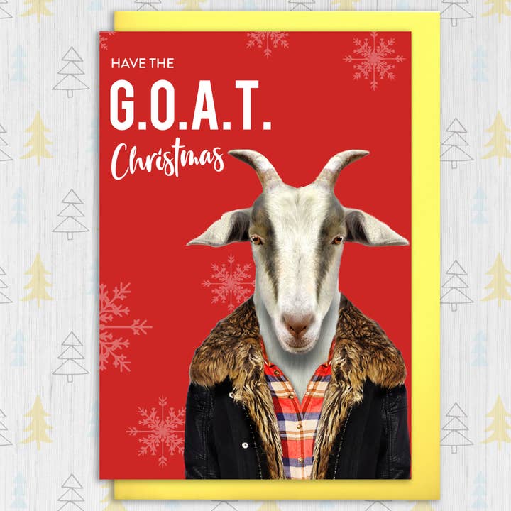 Prints With Personality – wholesale Christmas card – Goat Christmas card: Greatest of All Time G.O.A.T. Christmas