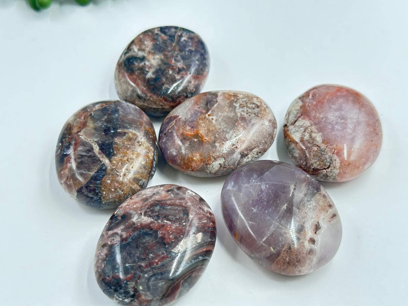 Meraki Gemstones – wholesale Spiritual stone/crystal – Super Seven (super 7) Gemstone Palm Stones/Pillow Shape1