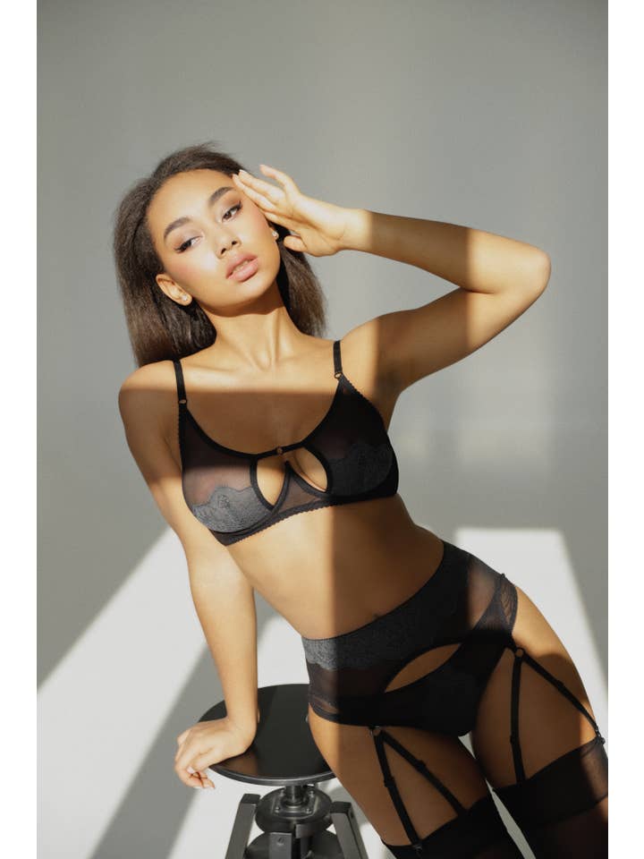 Preto com cinza Cinta-liga diva para venda a revendedores na Faire1