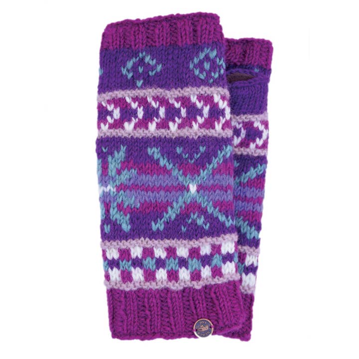 Cosmos Wristwarmers Pure Wool - Knitted - Fair Trade for wholesale by Black Yak Ltd