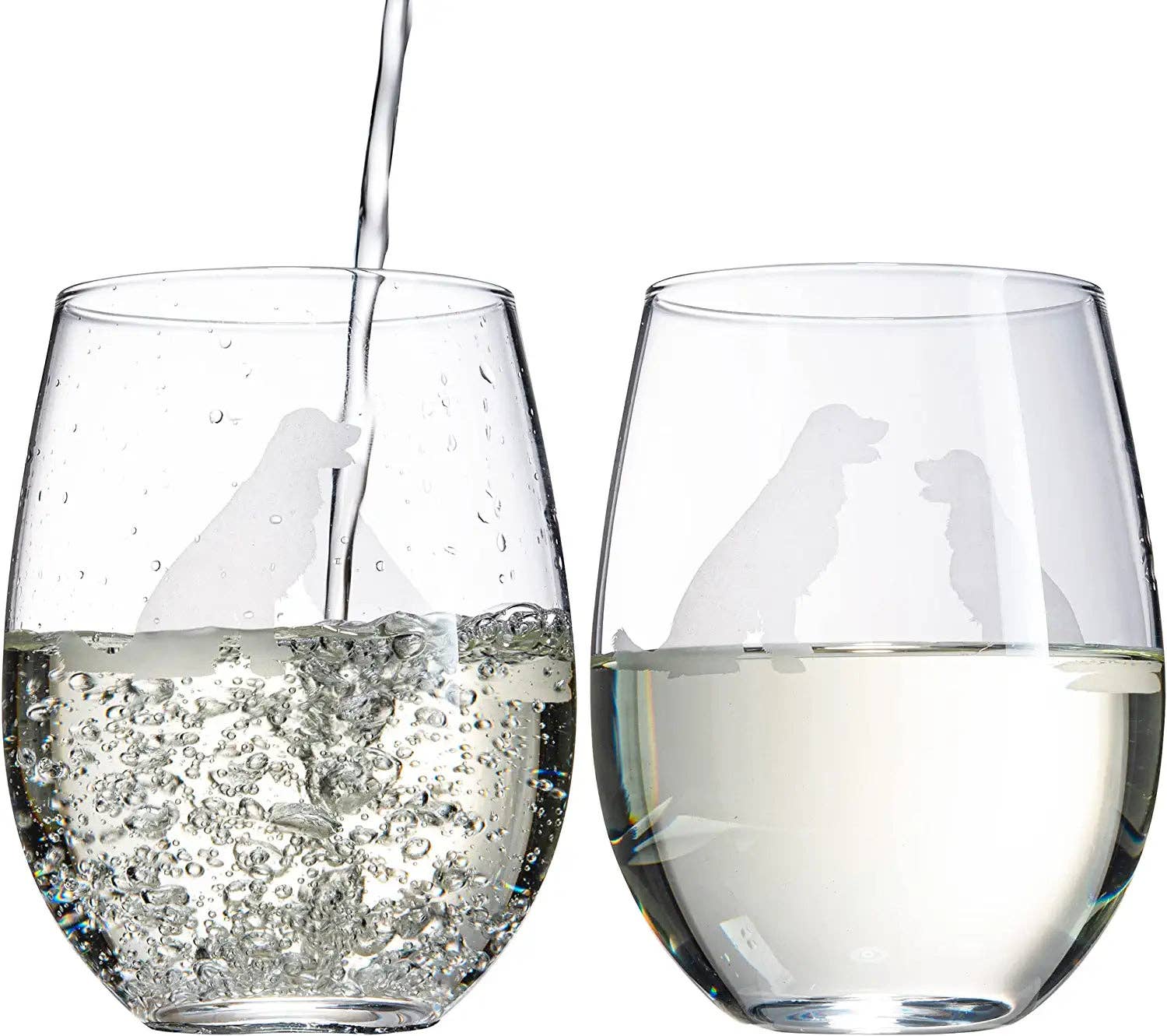 The Wine Savant /  Khen Glassware - Wholesale Wine Glass - Golden Retriever Stemless Wine Glasses Set of 22