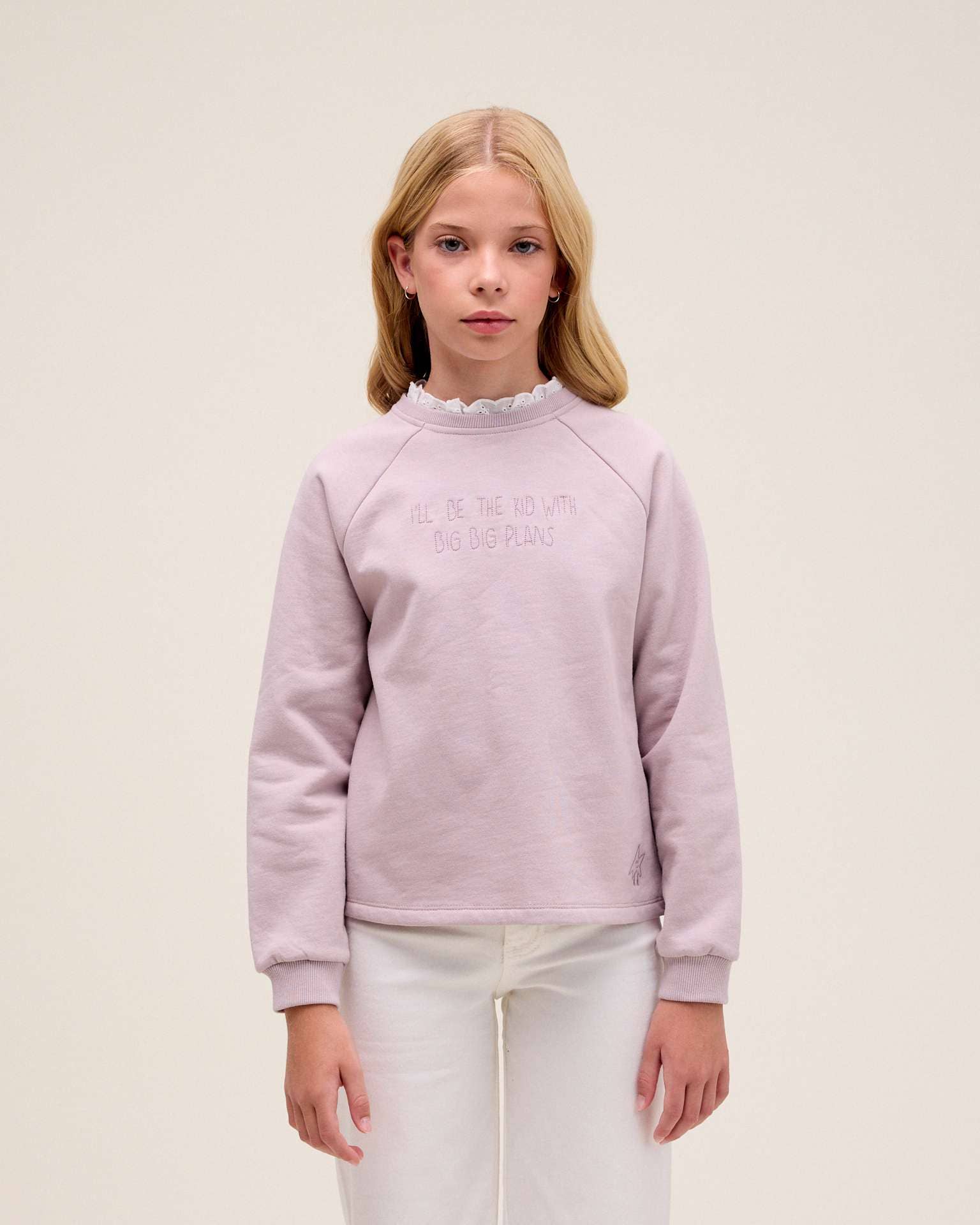 Rose Lilac girl's sweatshirt with shirt collar for wholesale on Faire