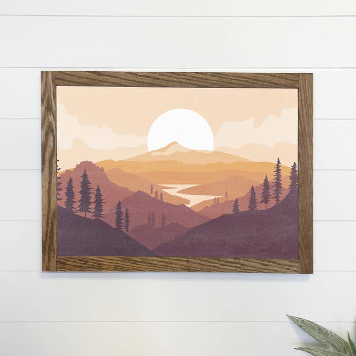 Stampa artistica da parete con cornice su tela Sunset Silhouette per la vendita all'ingrosso da parte di Hangout Home