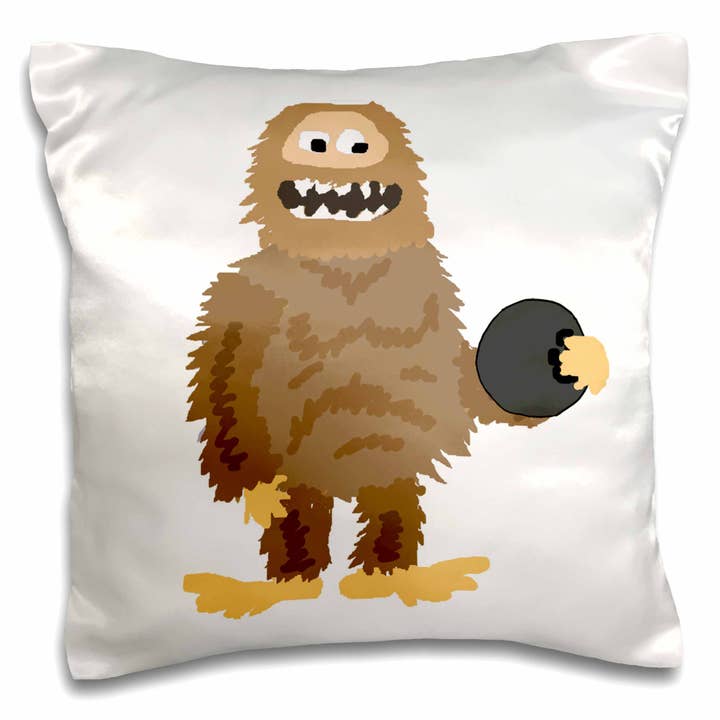 3dRose, Cute Funny Unique Bigfoot or Sasquatch Bowling cartoon, Pillow Case for wholesale by 3dRose