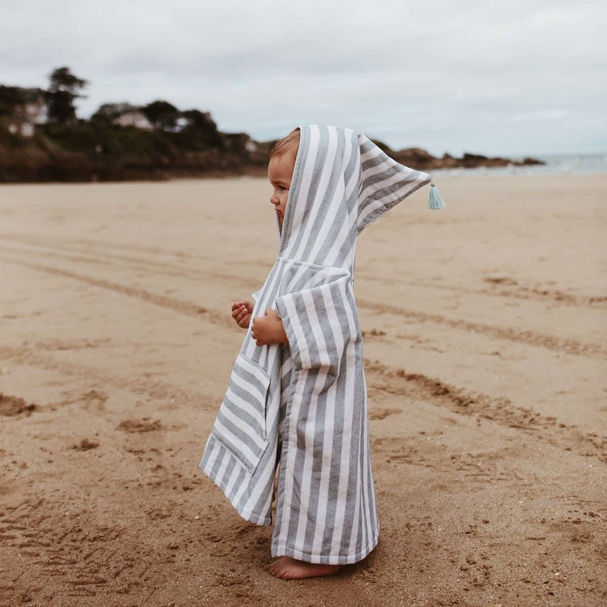 SUZON STRIPES BLUE CLOUD KIDS PONCHO for wholesale on Faire1