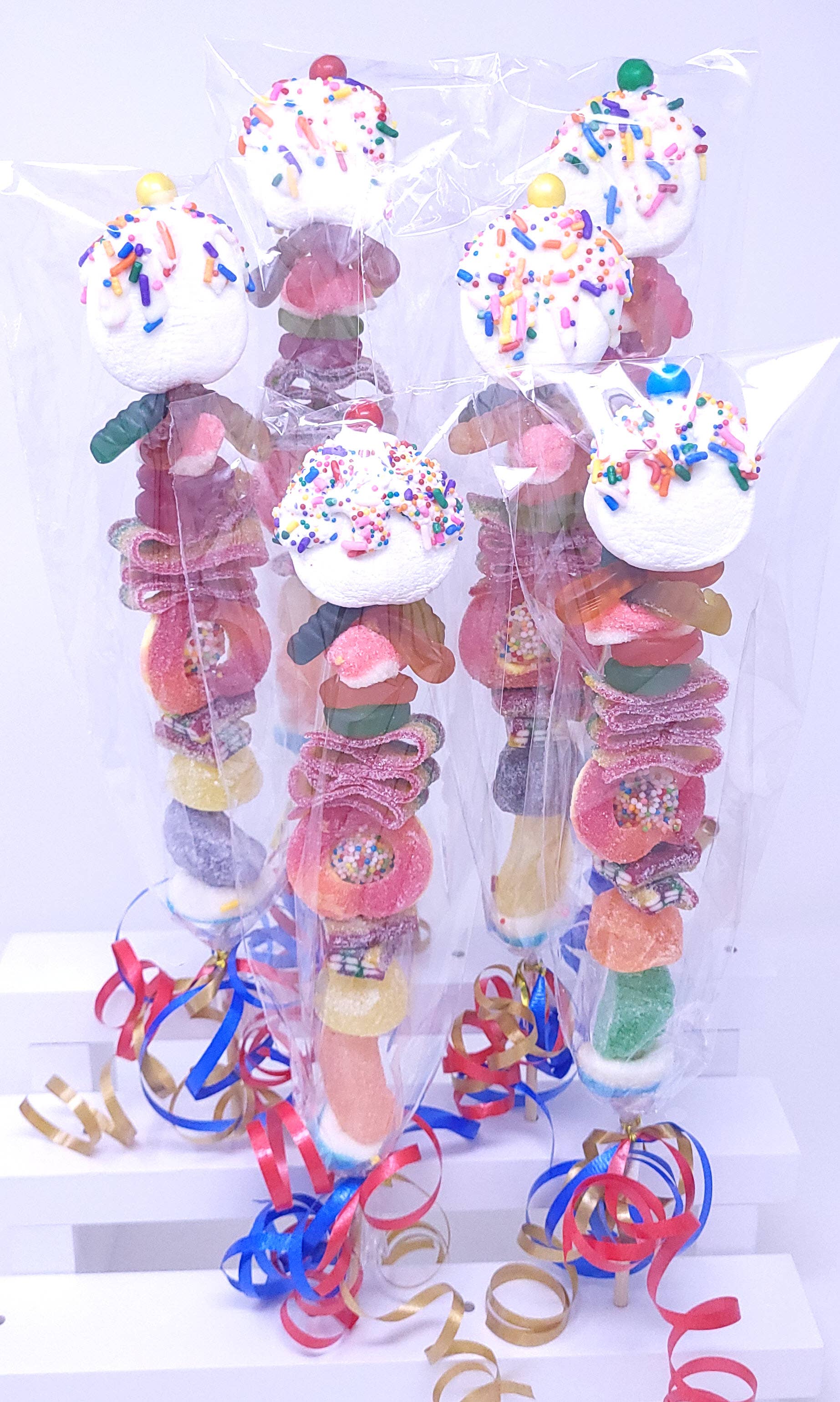 Wild Angel Treats, LLC - Wholesale Gummy - Gummy Candy Kabobs - multiple candy types on wooden skewer3