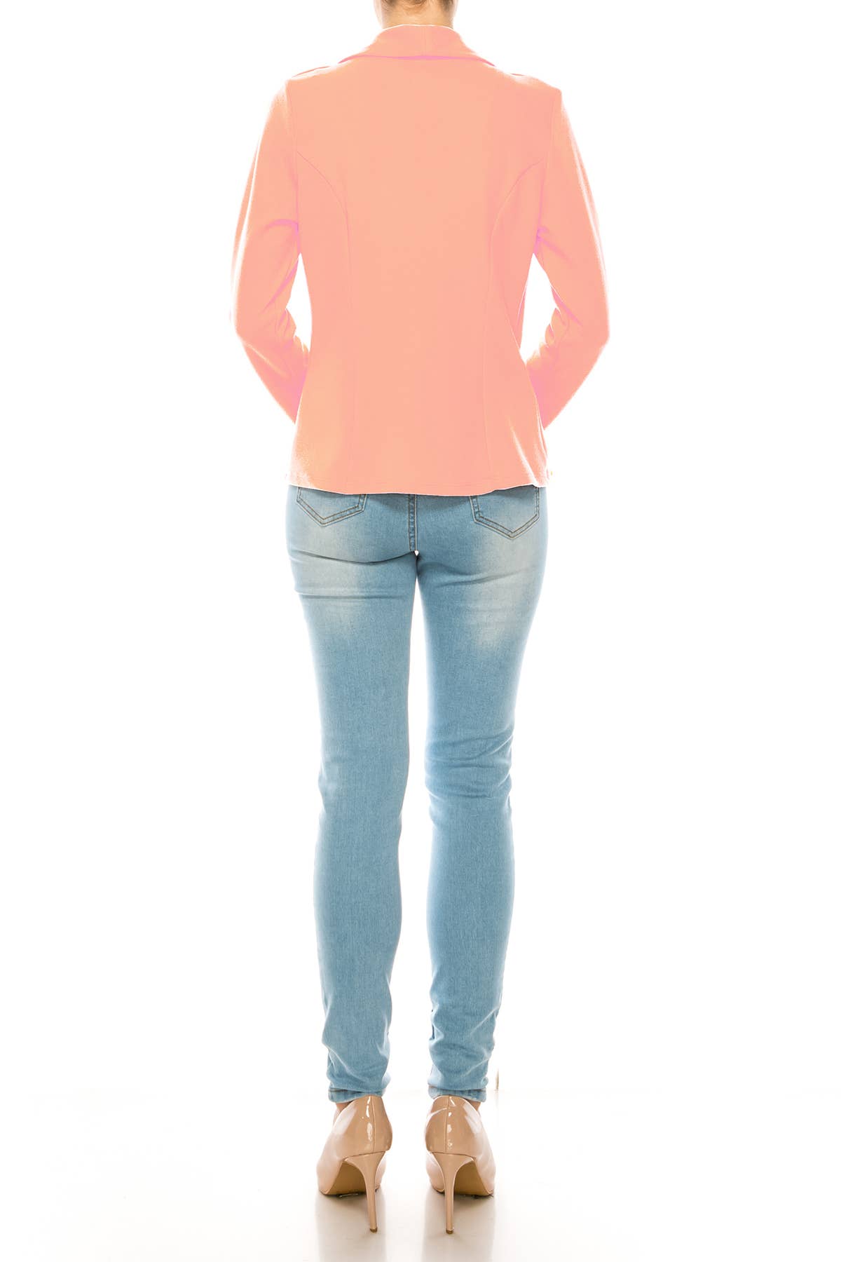 MOA COLLECTION - Wholesale Blazer - Women's - Women’s Solid Open Front Fitted Blazer Jacket – Waist Length34