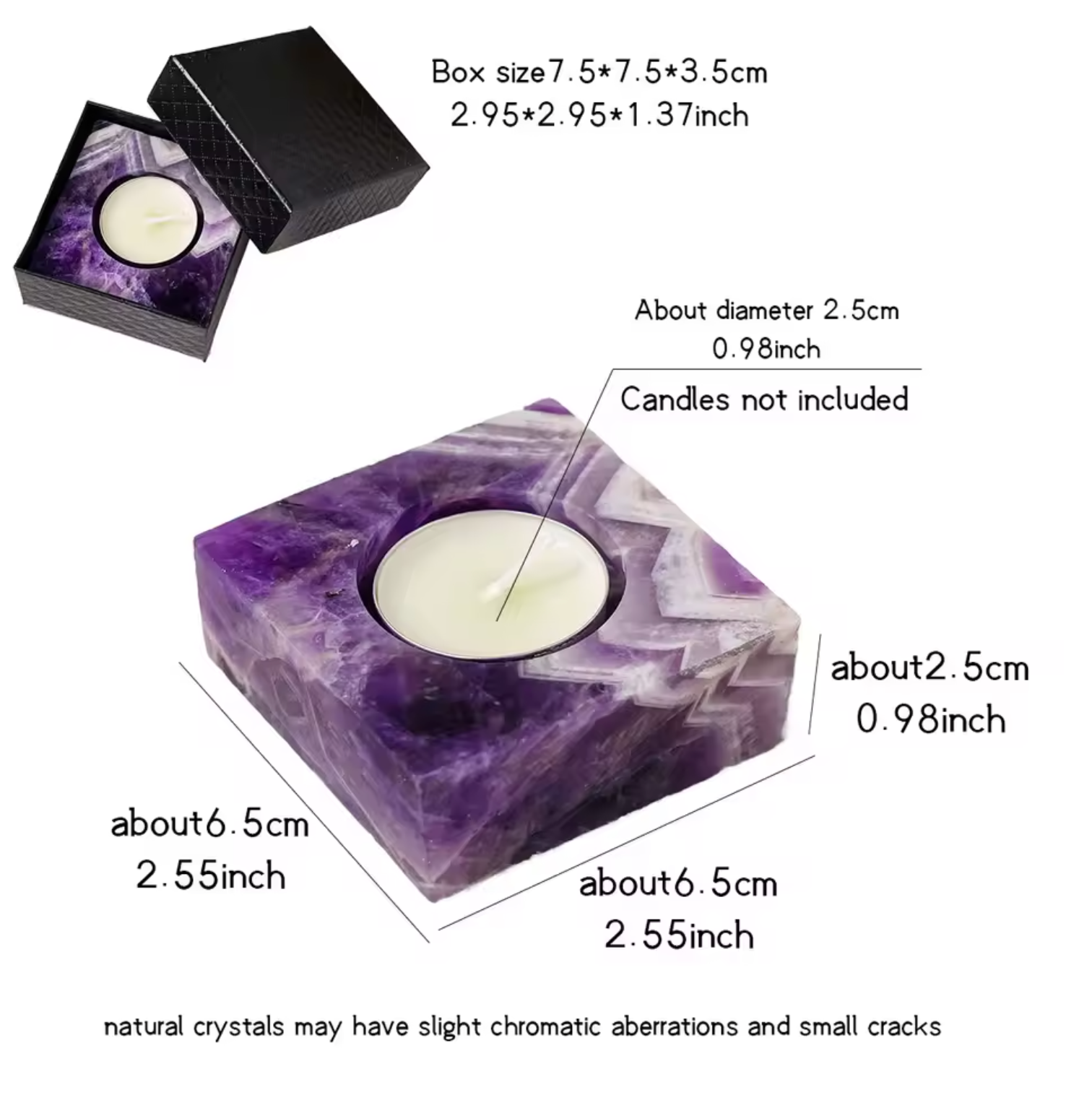 Crystolver (We Cover All Import Fees) - Wholesale Candle Holder - Square Crystal Raw Stone Candle Holder6