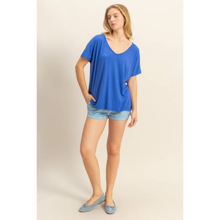 HYFVE - Wholesale Shirt - Women's - DZ25E290-V Neck Dolman Short Sleeve Top