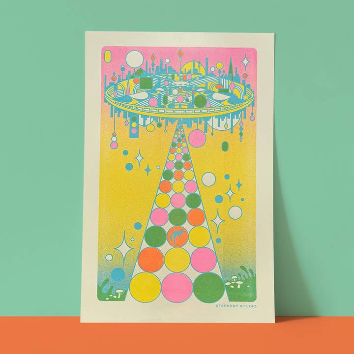 Encounter Risograph Print | 11x17 Riso Print for wholesale by StarKeep Studio