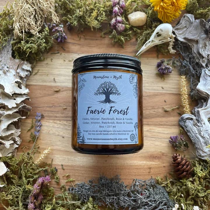 Faerie Forest, 100% soy wax scented candle for wholesale by Moonstone and Myth