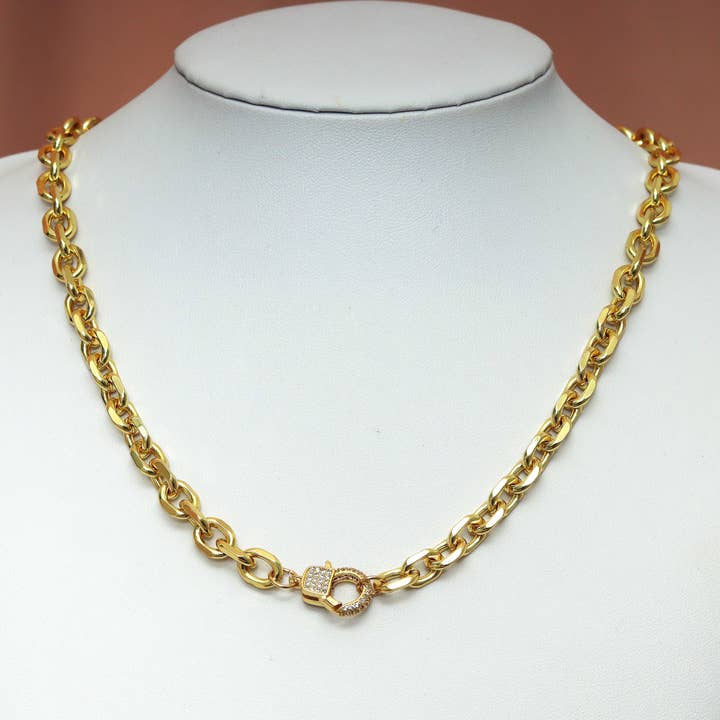 BestBeads&Beyond - Vente Collier maille et chaîne - Collier Chunky Square Rolo, sku #CL114