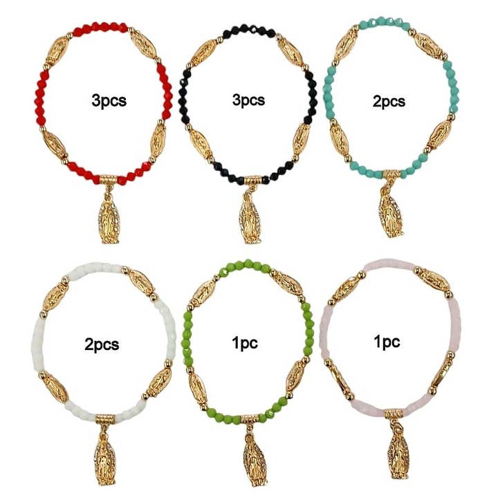 Diacly - Wholesale Prayer Beads Bracelet - 12pk Our Lady of Guadalupe Medal Adjustable String Knot Bracelet1