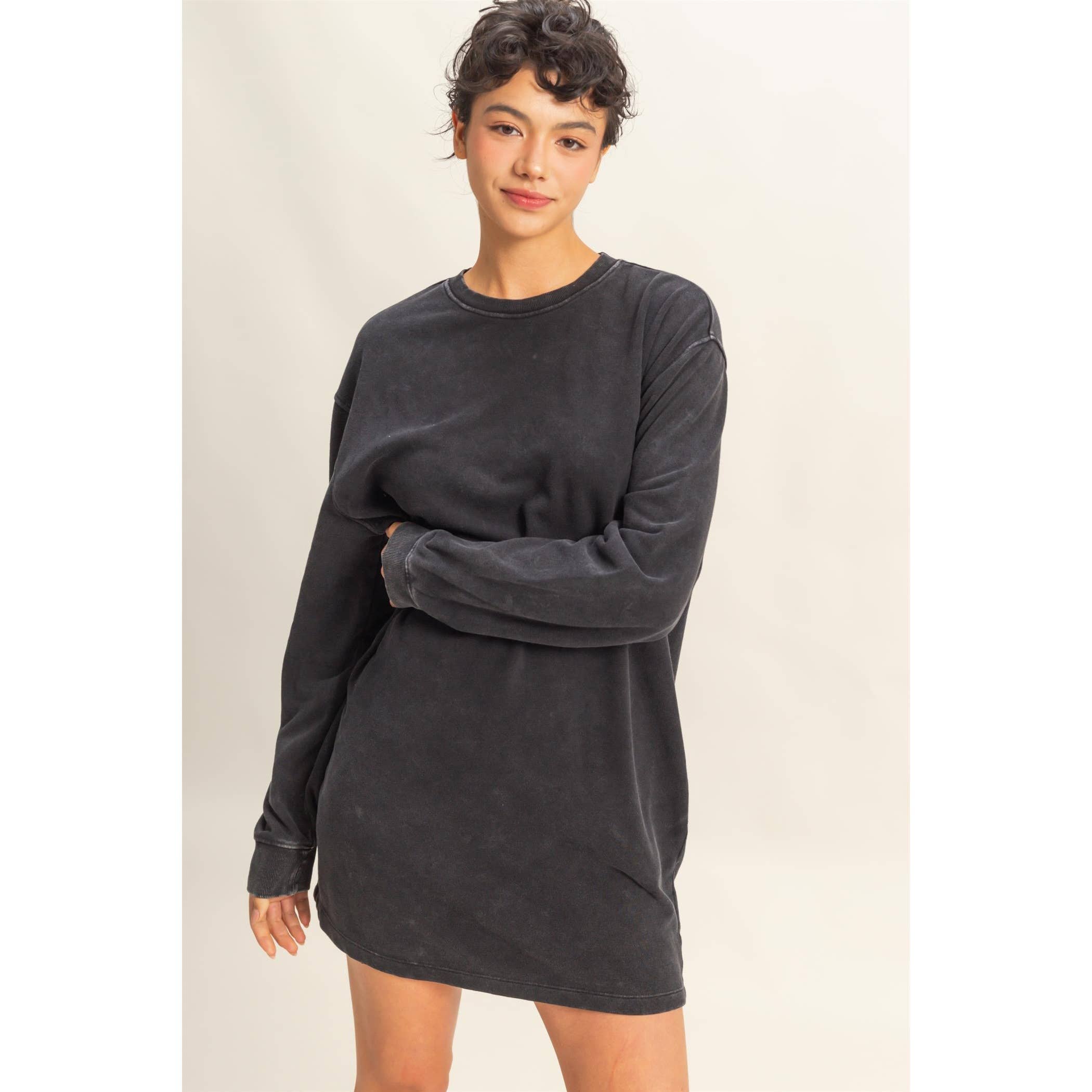 Double Zero - Wholesale Dress - Women's - Long Sleeve Oversized Mini Dress51