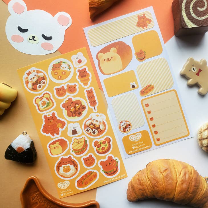 STICKII - Wholesale Sticker - Beary Kawaii Dishes Sticker Sheet