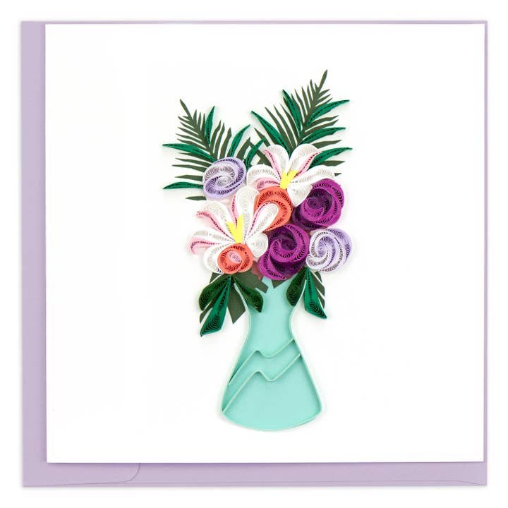 Second Nature Ltd - Wholesale Everyday Greeting Card - Flower Vase - Quilling Card, Handmade Greeting Card