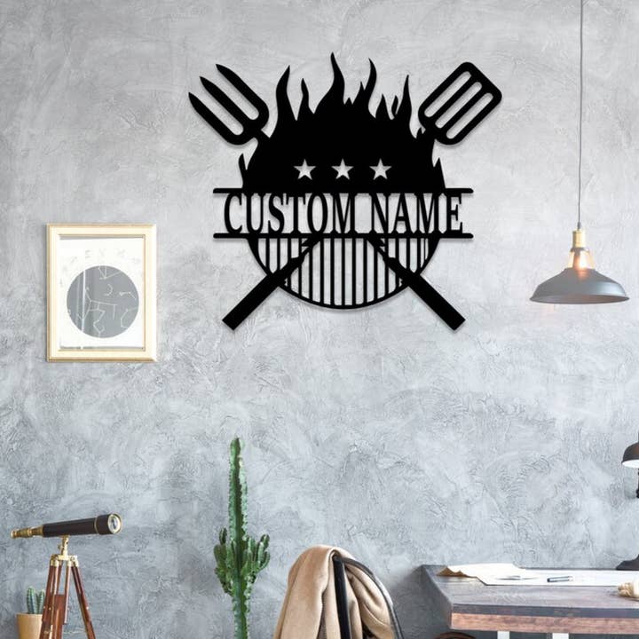Glow Neon – wholesale Skylt – Anpassat namn BBQ Restaurang Metallskylt, skyltdekor
