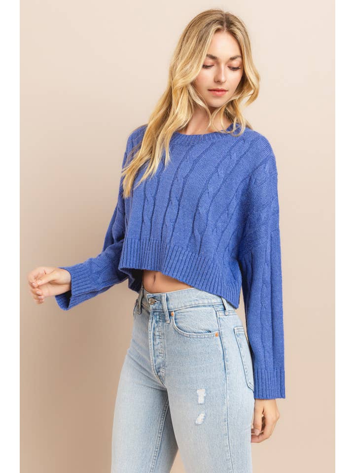 AIBLEE - Wholesale Knit Sweater - Women's - Cable Cropped Sweater - Retro/Vintage Design26