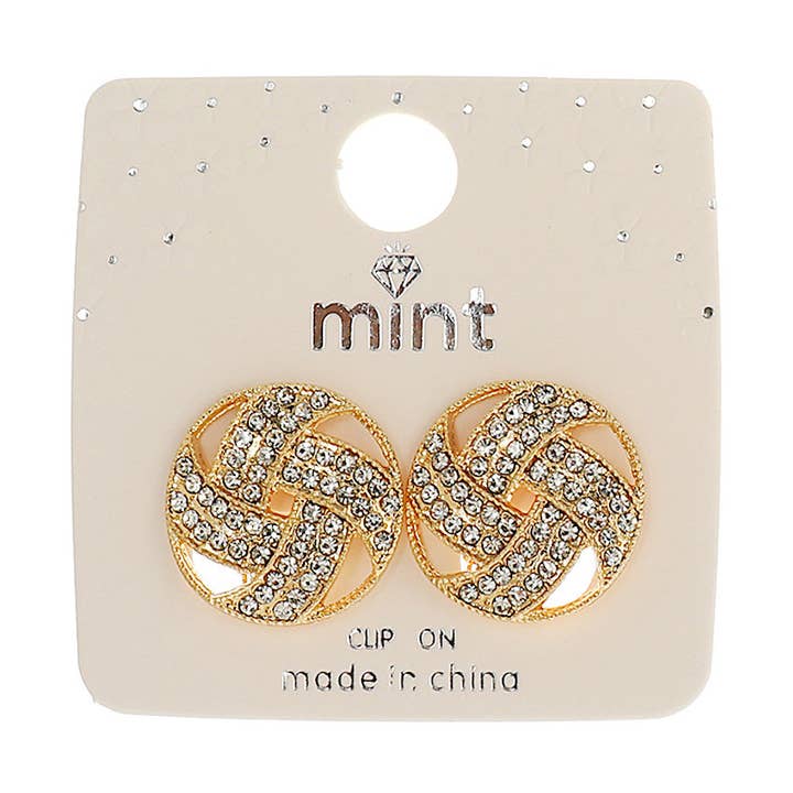 Atlas Fashion - Wholesale Clip-On Earrings - Clip On Rhinestone Inlay Earrings0