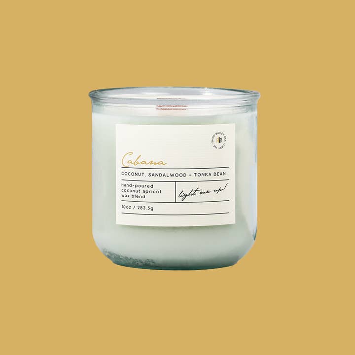 Cabana | 11oz Recycled Glass Coconut Wax Candle for wholesale by Bailey Bee
