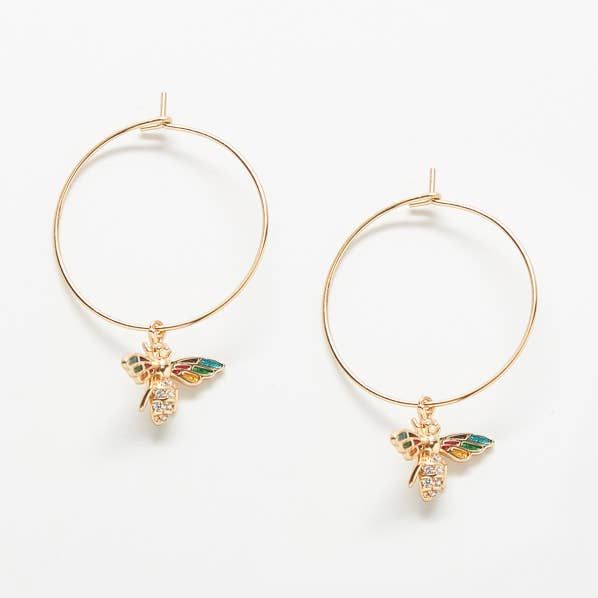 Pave Bee Hoop Earring - Sieraden voor wholesale door Admiral Row Jewelry