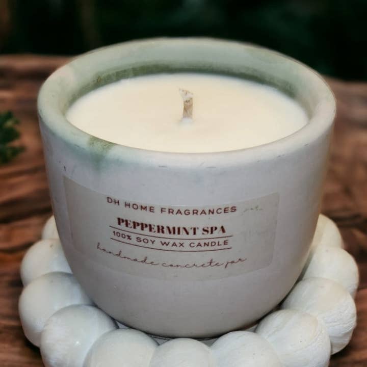 Peppermint Spa Concrete Soy Candle (8oz) for wholesale by Aroma Your Way
