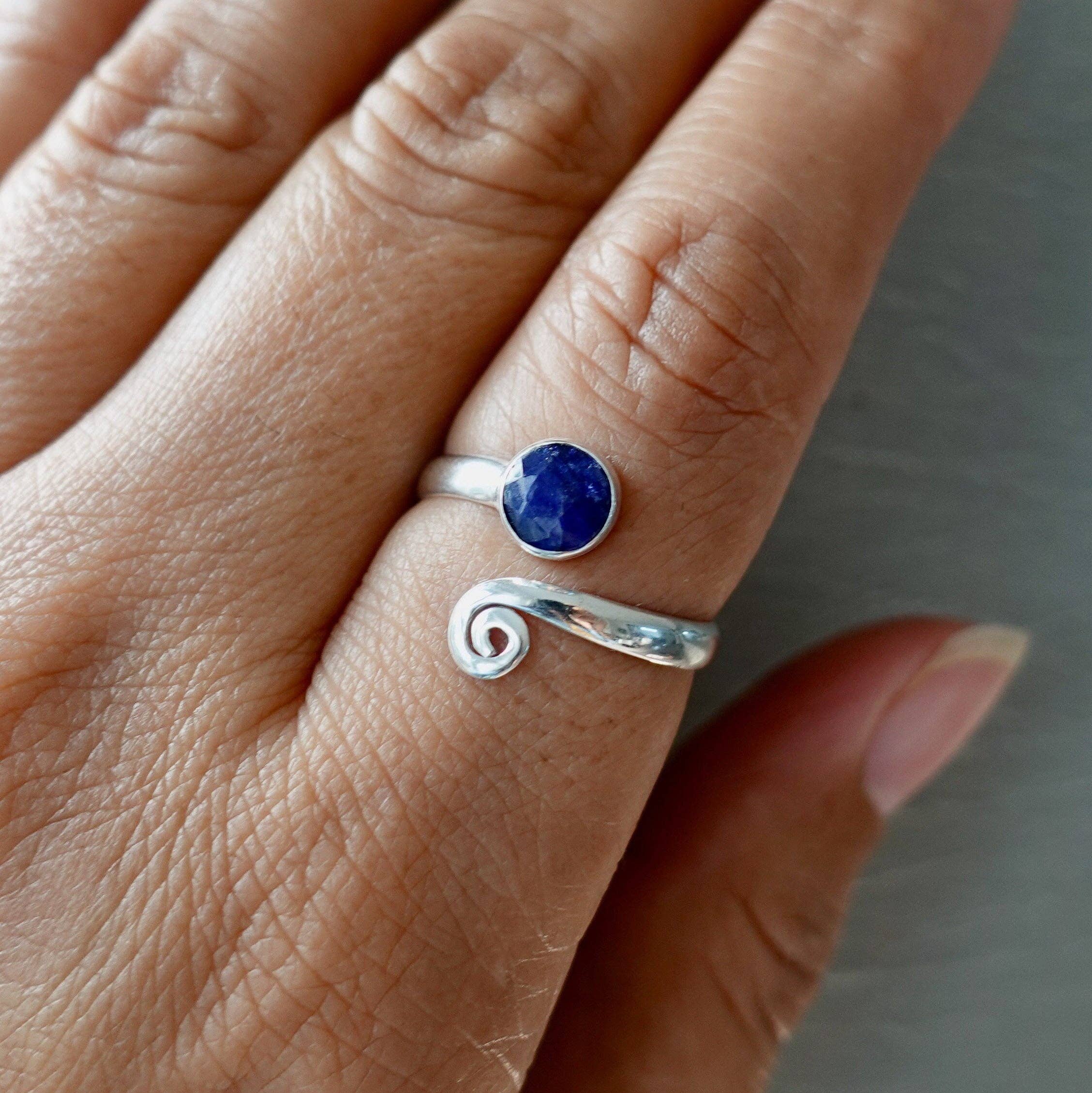 Mistry Gems - Wholesale Single Stone/Solitaire Ring - Unisex Adjustable Wrap Sapphire Ring | 925 Sterling Silver1