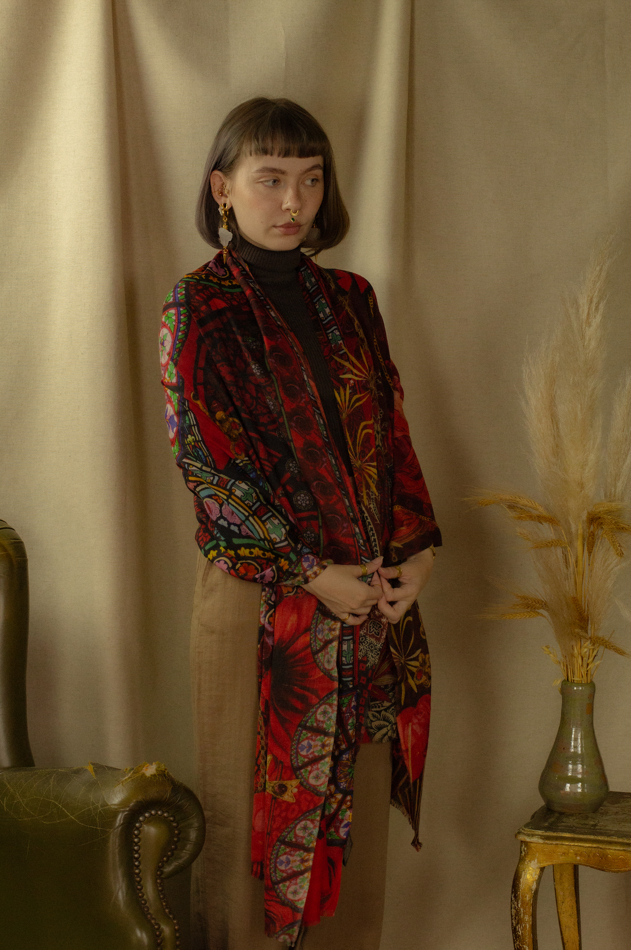 BROKANTE - Wholesale Scarf - Women's - Large cashmere scarf MARIA ONYX3