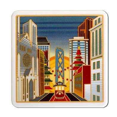 Sunrise on California Street Ceramic Coaster for wholesale by SF Mercantile