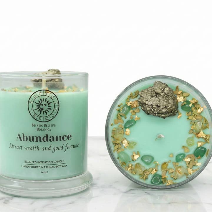 Abundance Candle for wholesale by Mystic Beliefs Botanica