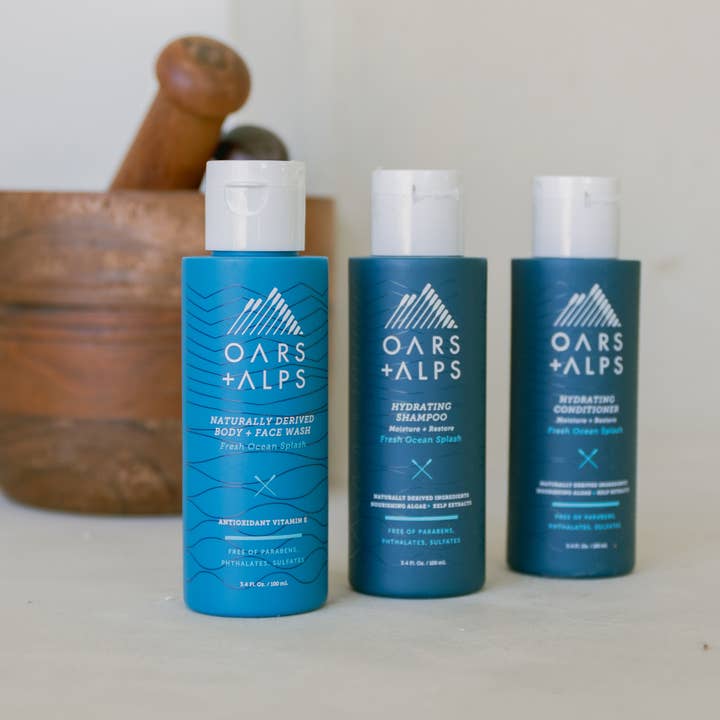 Oars + Alps - Wholesale Bath & Body Set - Men's - Hydrating Oars + Alps Men's Grooming Travel Kit TSA Friendly
