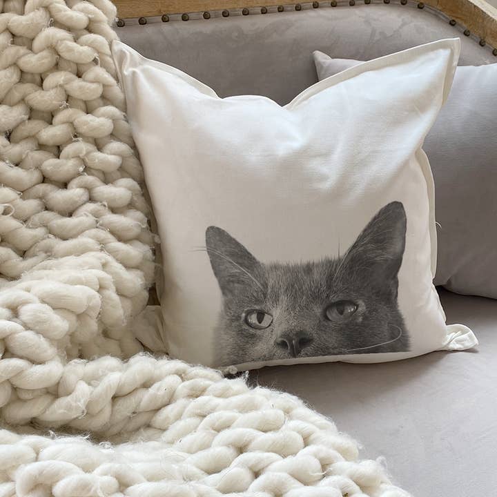 Cat 1 (Gray) Throw Pillow Cover for wholesale by Perkie Prints
