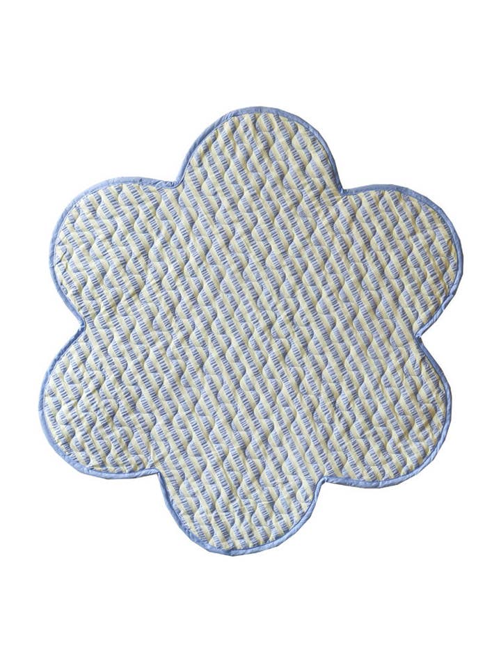 Butter Blue Seersucker Playmat for wholesale by Mosey Me