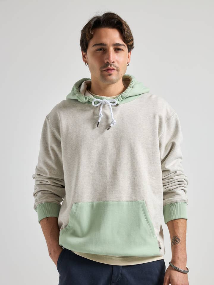 The Hooded Oversized Sweater Warm Heather Grey/Matcha for wholesale by Trendsplant Clothing