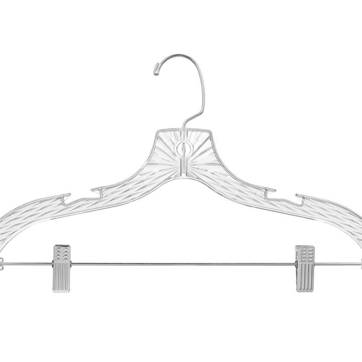 DEILSY - Wholesale Clothes hangers - Crystal Plastic Hanger With Clip (4 Pcs Per Paper Sleeve)3