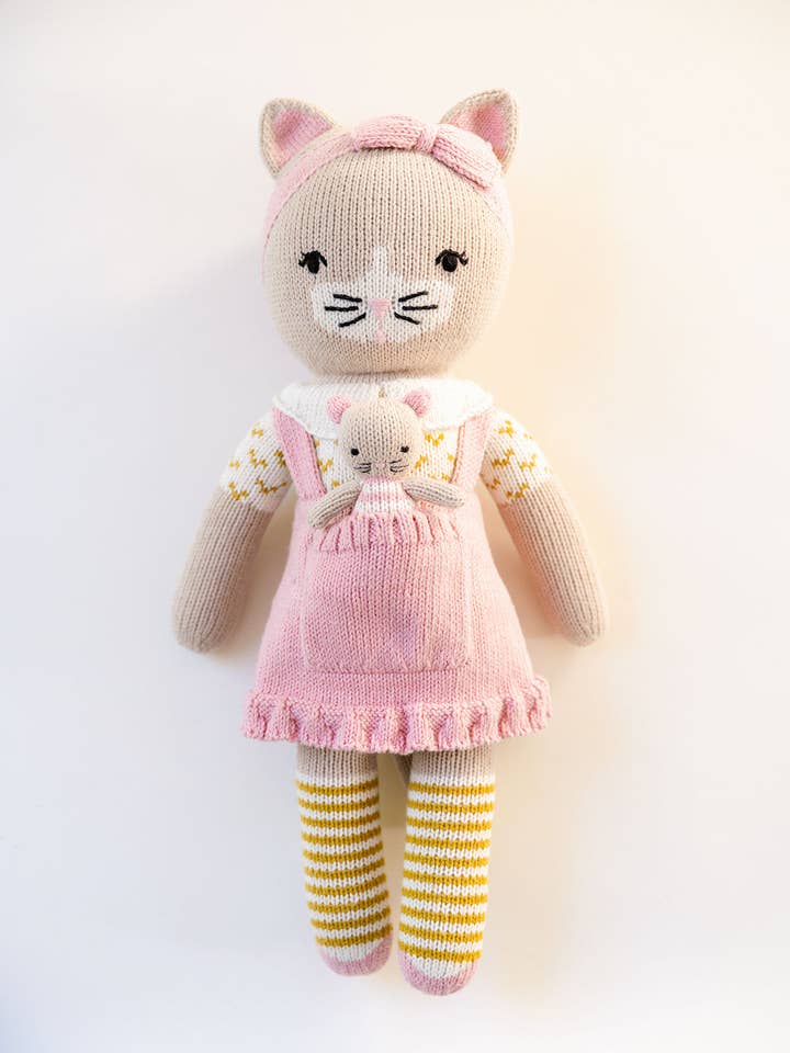 18" Cosette the Cat with 3" Mini Pocket Pal Cora the Mouse for wholesale by PocoKins