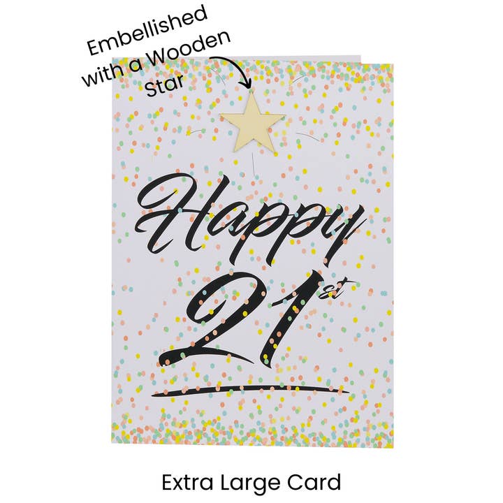 Happy 21st Large Card - Confetti for wholesale by Lil's Cards