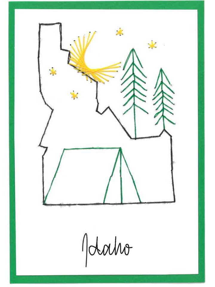 Idaho - Carte de vœux cousue à la main pour la vente par Woven Dignity