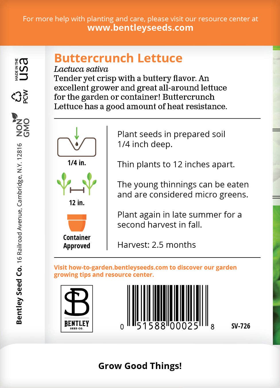 Bentley Seed Co. - Wholesale Plant Seeds - Lettuce, Buttercrunch Seed Packets1