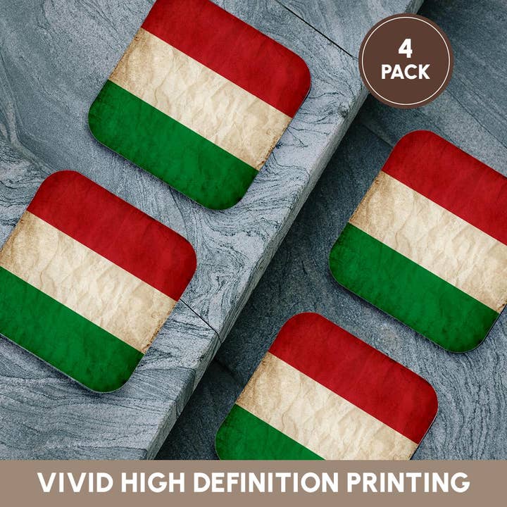 3dRose - Wholesale Coasters - 3dRose, Italian Flag Old Look Trendy Work , Coaster12